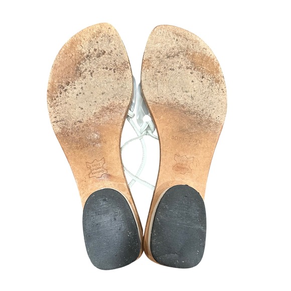 Athena Alexander Womens White Leather Thong Sandals Resin Ring Detail Size 6 - Picture 2 of 3